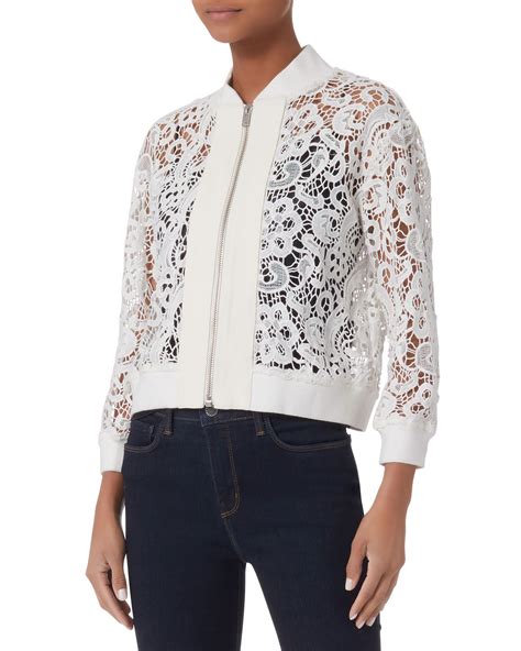 white rosette lace flower bomber jacket partial givenchy|Givenchy Womens Bomber Jackets .